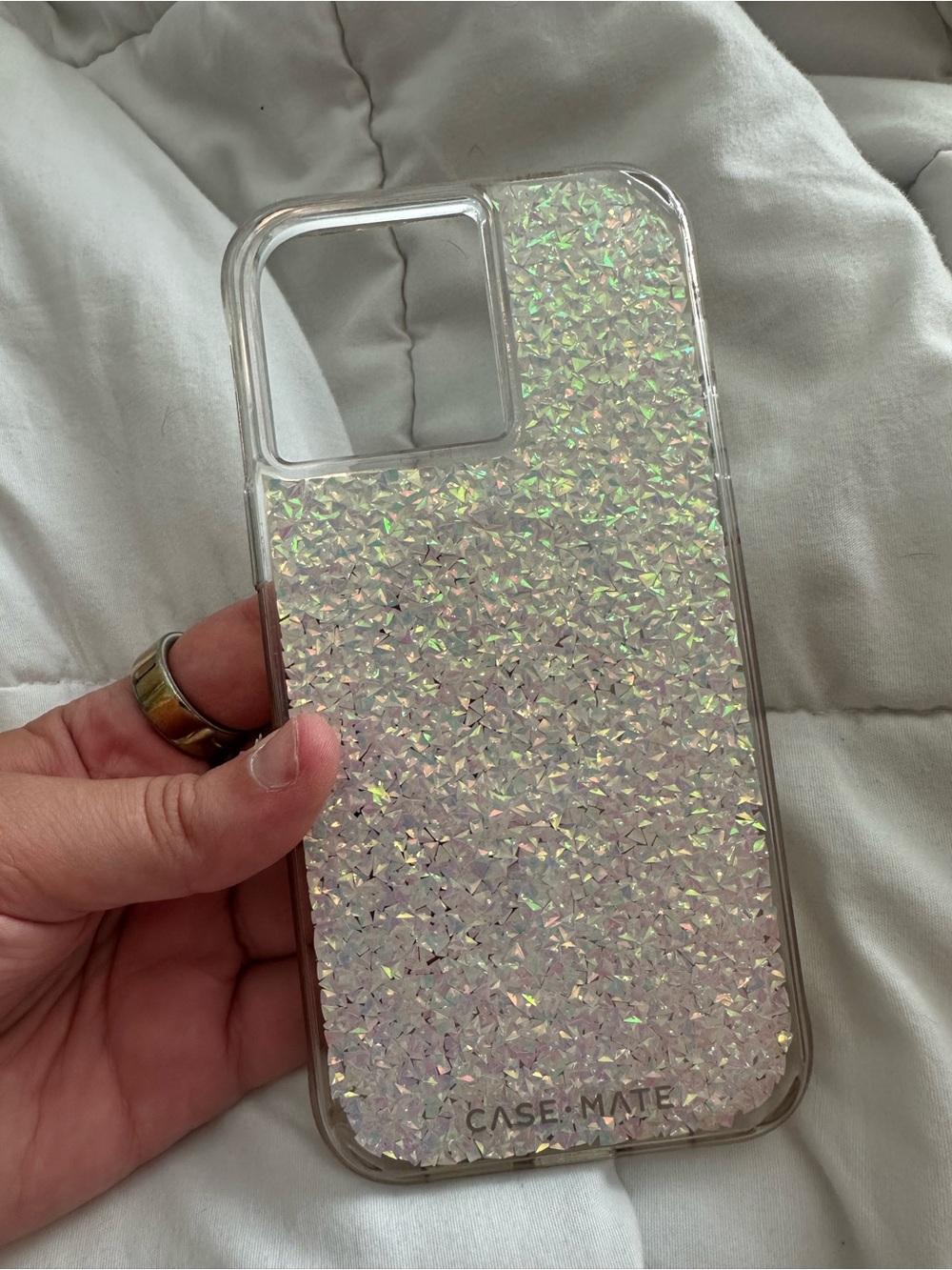 Case-Mate Iridescent Crystal Phone Case - White- 14 pro max